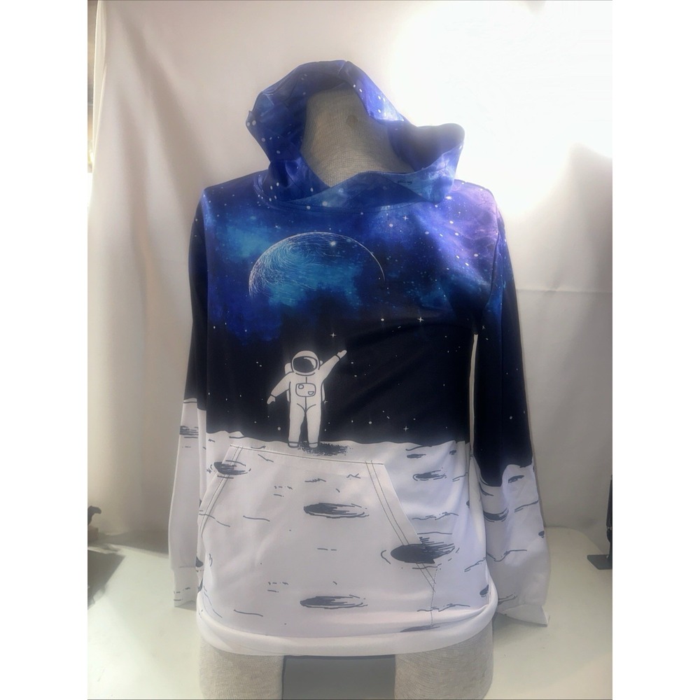 Nevenka Boys Girls Hoodies Astronaut On The Moon 3D Printed Sweatshirt Size M